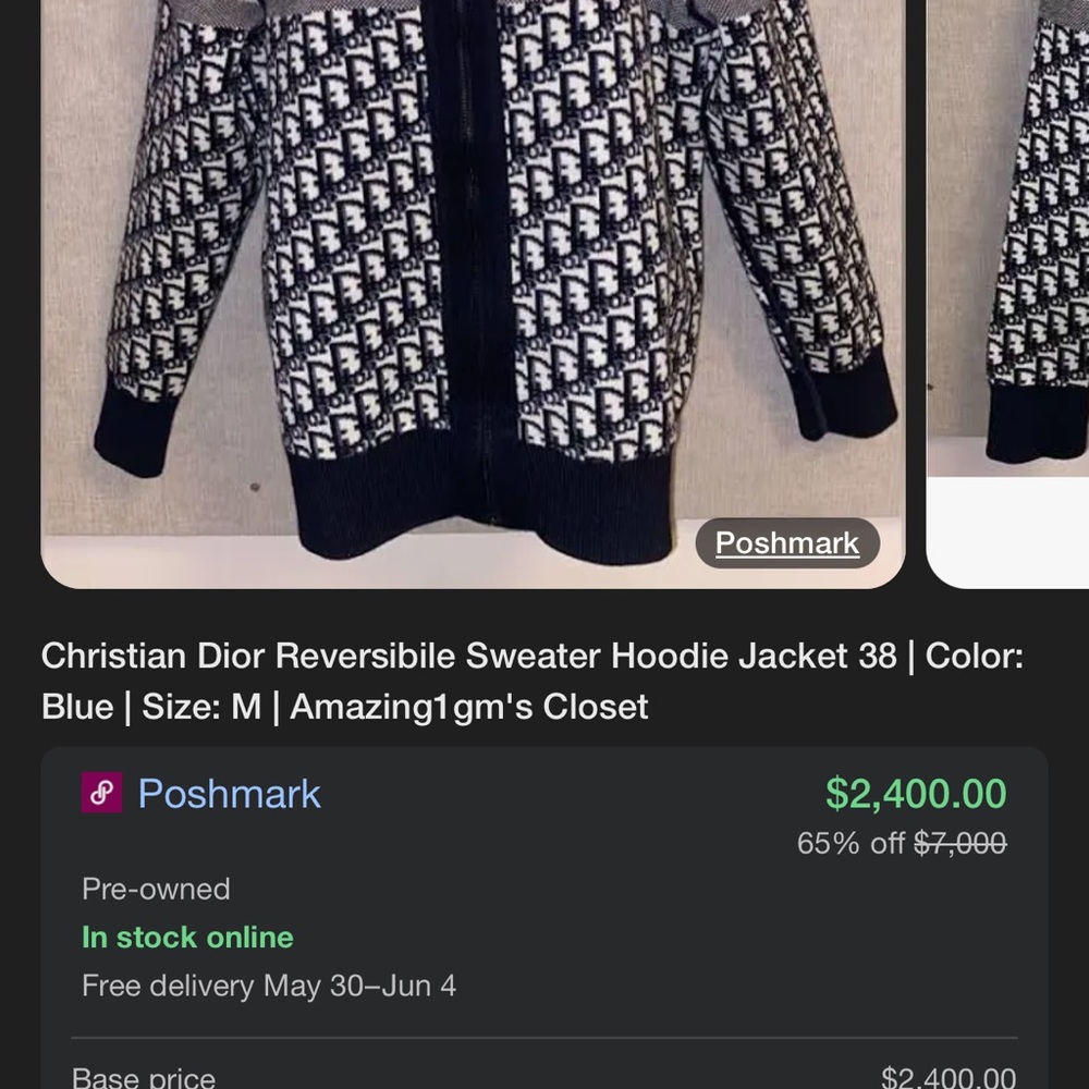 Dior Reversible Monogram Sweater in Black and White - Picture 4 of 5